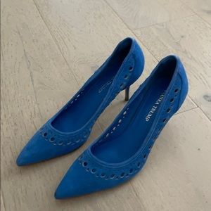 Ivanka Trump Blue Suede 3” Heels Shoes 9.5 size